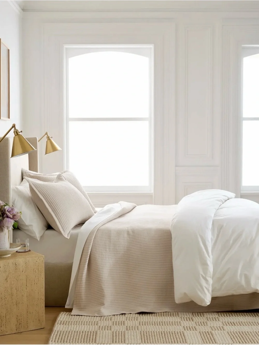 Quince Organic Cotton Matelasse Coverlet- Full/Queen in Sand